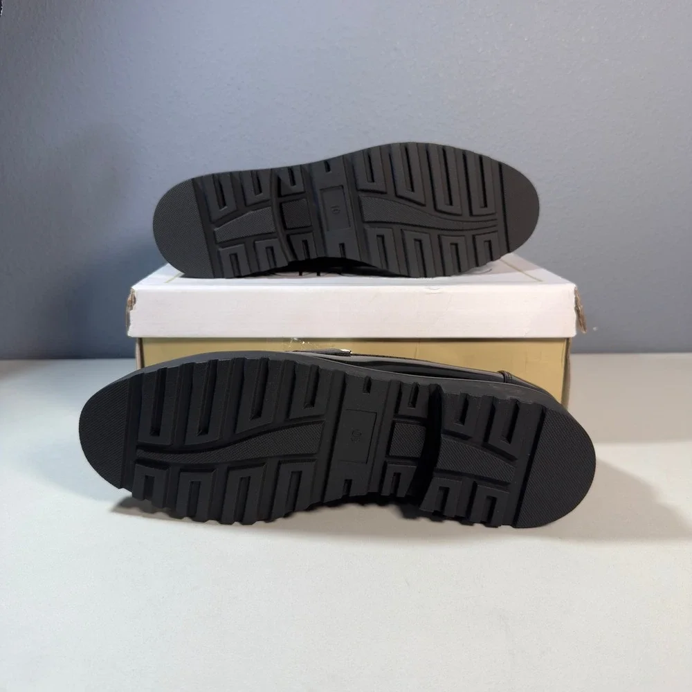 Mia Amore Hali Loafers Womens 10 Black White New Lug Sole Patent Penny Shoe